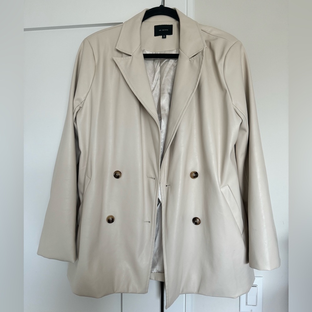 Faux leather blazer